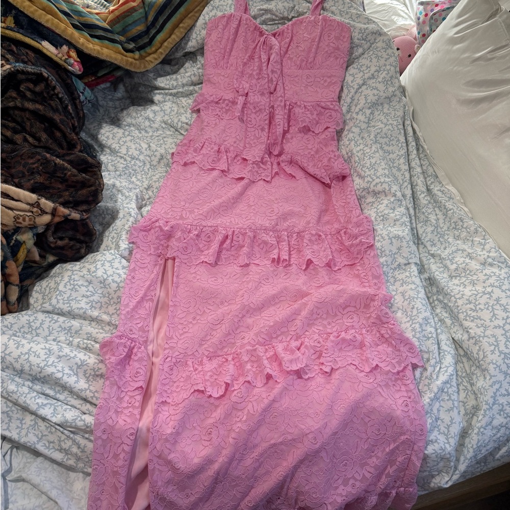 Show Me Your MuMu Blush Lace Dress